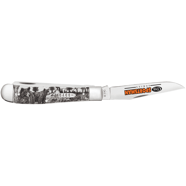 Case Sportsman Trapper Knife, 3.24" Clip/3.27"Spey Folding Plain Mirror Polished Tru-Sharp SS Blade Bear Wildlife Engraving Natural Bone Handle - 81223 Case Sportsman Trapper Knife, 3.24" Clip/3.27"Spey Folding Plain Mirror Polished Tru-Sharp SS Blade Bear Wildlife Engraving Natural Bone Handle - 81223
