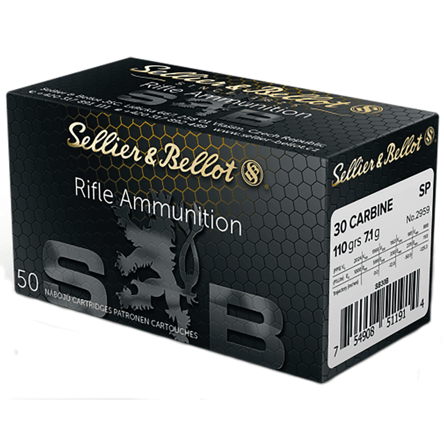 Sellier & Bellot Rifle Ammunition, 110gr Soft Point 50 Per Box/20 Case 30 Carbine - SB30B Sellier & Bellot Rifle Ammunition, 110gr Soft Point 50 Per Box/20 Case 30 Carbine - SB30B