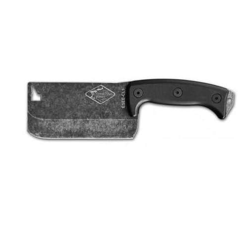 ESEE Knives ESEE-CL1 Expat Cleaver Tumbled Black Blade - Black G10 Handle - Leather Sheath ESEE Knives ESEE-CL1 Expat Cleaver Tumbled Black Blade - Black G10 Handle - Leather Sheath