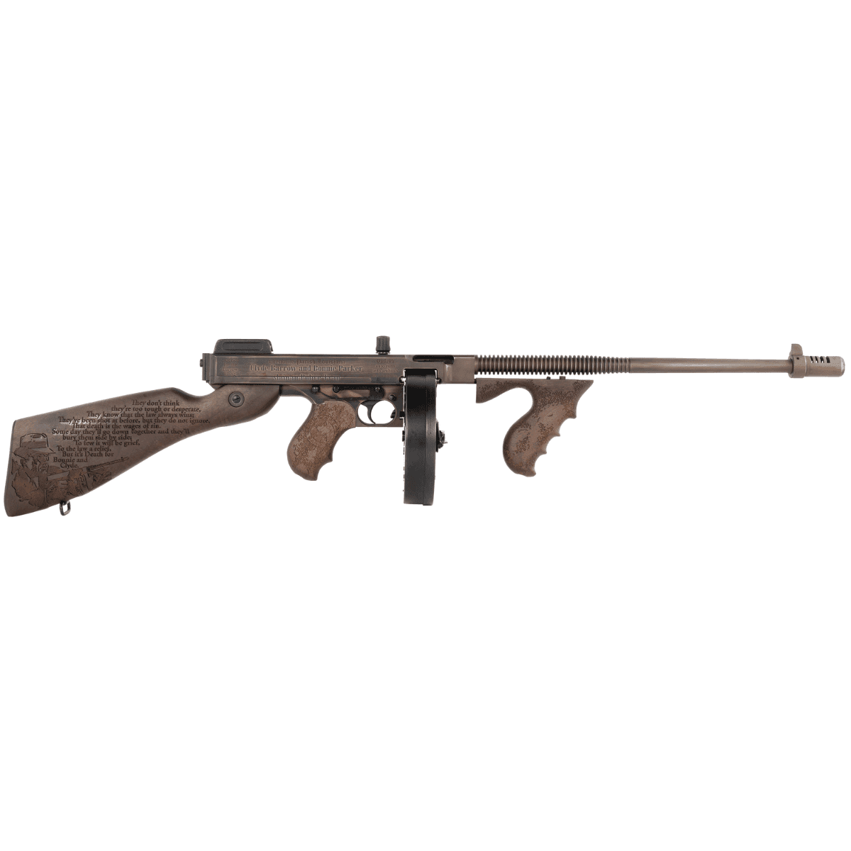 Thompson 1927A-1 Bonnie & Clyde Rifle, 18" Finned Barrel Aluminum Receiver Fixed Stock 50+1rd .45 Cal - T150DC6 Thompson 1927A-1 Bonnie & Clyde Rifle, 18" Finned Barrel Aluminum Receiver Fixed Stock 50+1rd .45 Cal - T150DC6