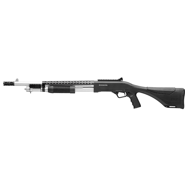 Winchester Repeating Arms SXP Marine Extreme Defender Shotgun, 18" Matte Chrome Heat Shield Barrel Matte Black Picatinny Rail Aluminum Alloy Receiver Adj Cheek Riser Black Synthetic Stock Black Pistol Grip Pump Compact 5+1 12 Gauge - 512464395 Winchester Repeating Arms SXP Marine Extreme Defender Shotgun, 18" Matte Chrome Heat Shield Barrel Matte Black Picatinny Rail Aluminum Alloy Receiver Adj Cheek Riser Black Synthetic Stock Black Pistol Grip Pump Compact 5+1 12 Gauge - 512464395