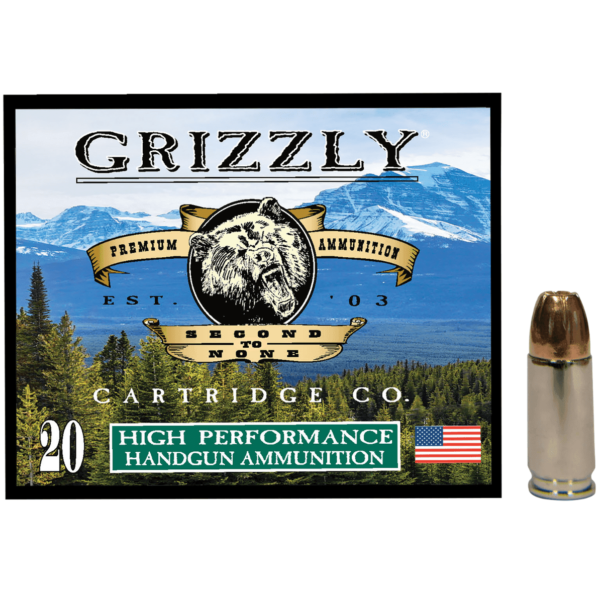 Grizzly Ammo Jacketed Hollow Point Ammo, +P 115gr 20 Per Box/10 Case 9mm - GC9+P+CM9 Grizzly Ammo Jacketed Hollow Point Ammo, +P 115gr 20 Per Box/10 Case 9mm - GC9+P+CM9