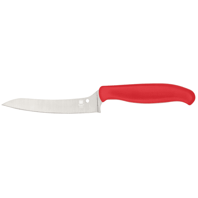 Spyderco Z-Cut Pointed Knife, 4.40" Fixed Plain Stonewashed CTS BD1N SS Blade Red Textured Polypropylene Handle - K14PRD Spyderco Z-Cut Pointed Knife, 4.40" Fixed Plain Stonewashed CTS BD1N SS Blade Red Textured Polypropylene Handle - K14PRD
