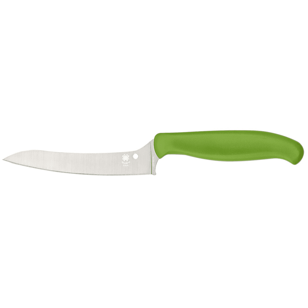 Spyderco Z-Cut Pointed Knife, 4.40" Fixed Plain Stonewashed CTS BD1N SS Blade Green Textured Polypropylene Handle - K14PGN Spyderco Z-Cut Pointed Knife, 4.40" Fixed Plain Stonewashed CTS BD1N SS Blade Green Textured Polypropylene Handle - K14PGN