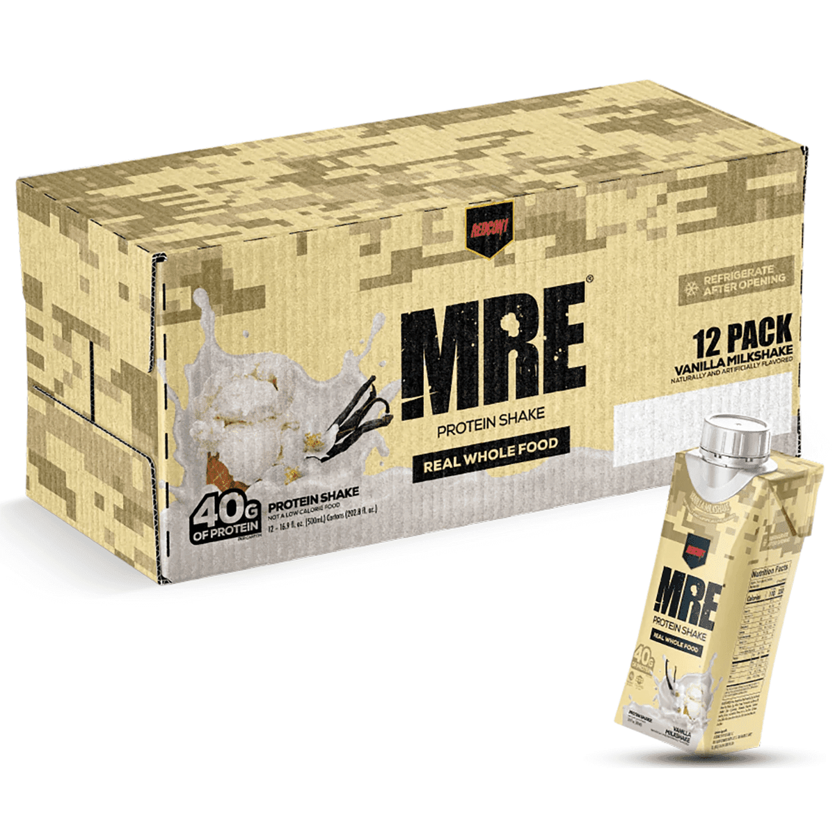 Redcon1 MRE Ready to Drink Protein Shake, Vanilla Milkshake 17 oz 12 Pack - RC1MRERTDVM12 Redcon1 MRE Ready to Drink Protein Shake, Vanilla Milkshake 17 oz 12 Pack - RC1MRERTDVM12