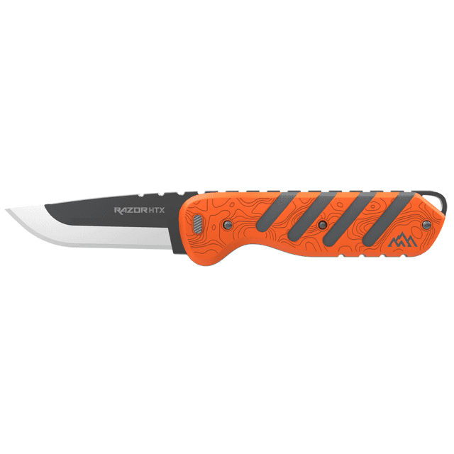 Outdoor Edge Razor HTX Knife, 3'' Replaceable Blade Fixed Gray ABS w/ Soft Touch Orange TPR Handle - HTX30B6C Outdoor Edge Razor HTX Knife, 3'' Replaceable Blade Fixed Gray ABS w/ Soft Touch Orange TPR Handle - HTX30B6C