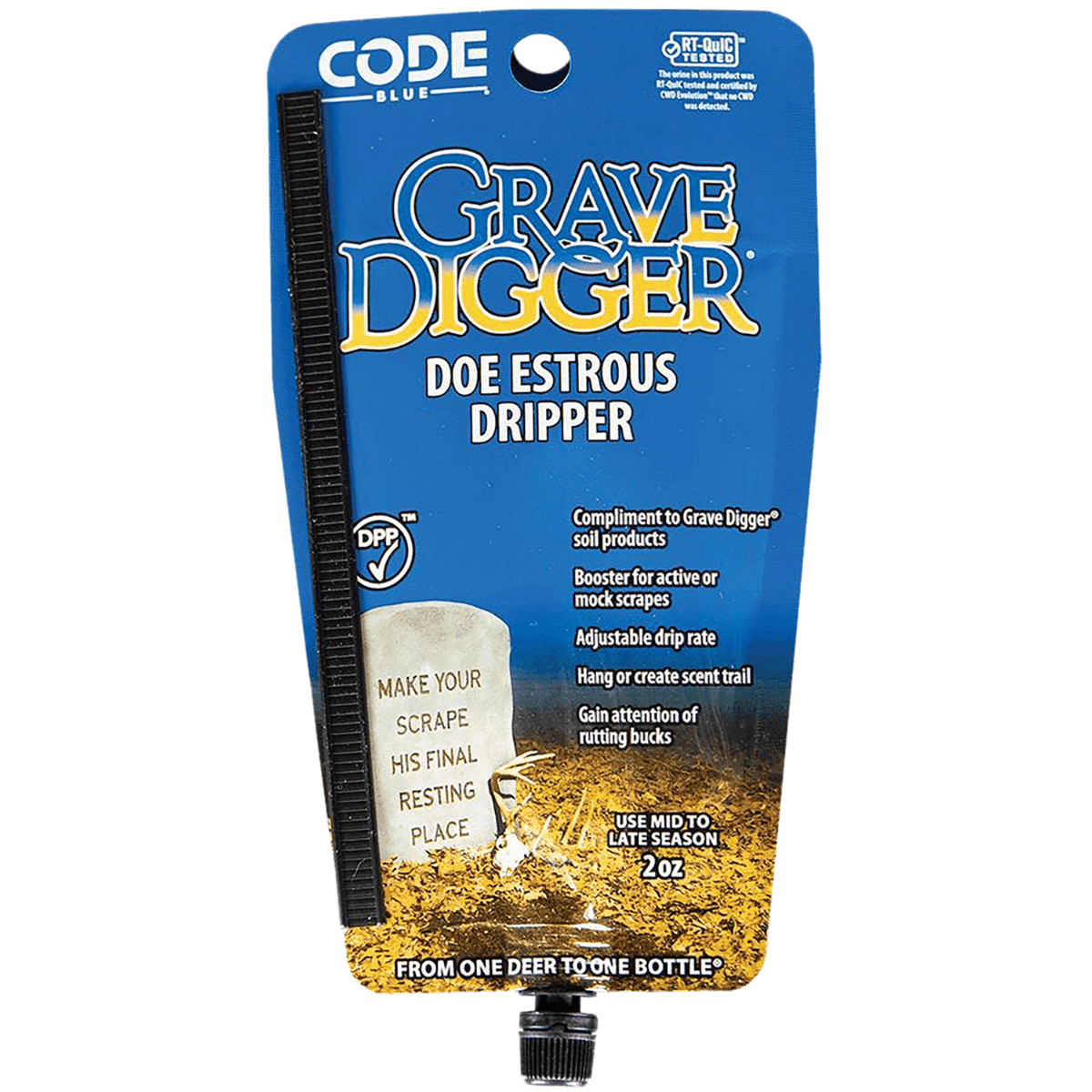 Code Blue Grave Digger Doe Estrous, Deer 2 oz Dripper - OA1425 Code Blue Grave Digger Doe Estrous, Deer 2 oz Dripper - OA1425