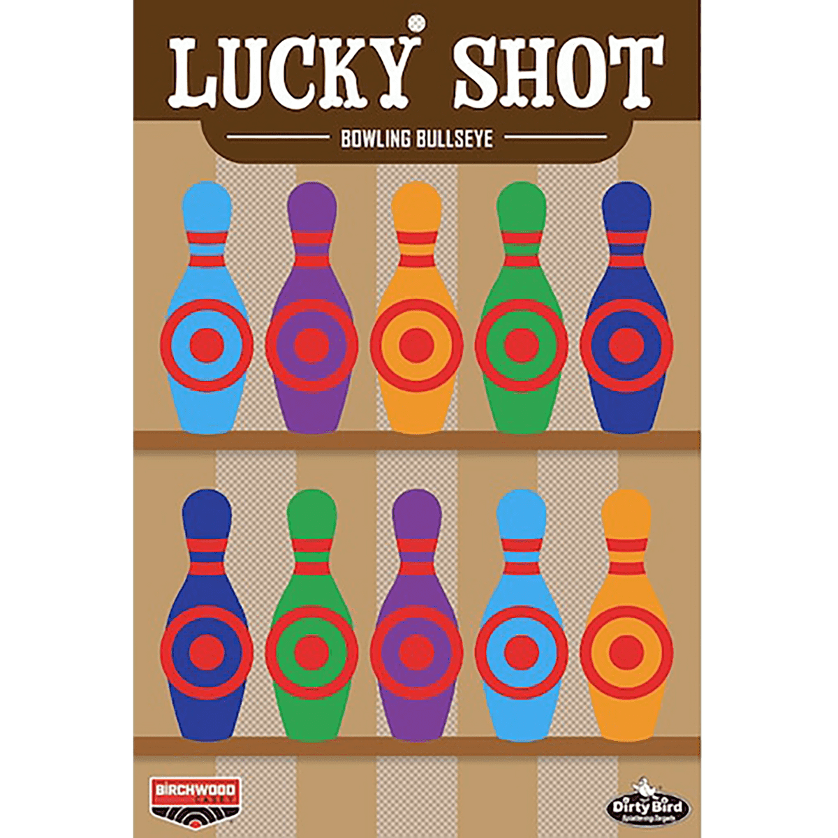 Birchwood Case Dirty Bird Target, Lucky Shot Bowling Pins 12" x 18" 6 Pack - BC-35773 Birchwood Case Dirty Bird Target, Lucky Shot Bowling Pins 12" x 18" 6 Pack - BC-35773