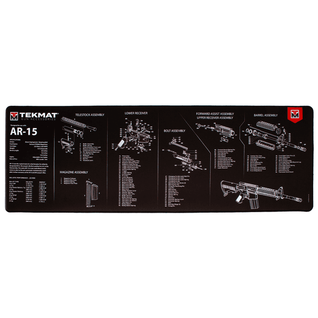 TekMat TEKR44AR15 AR-15 Ultra 44 Cleaning Mat Black/White Rubber 15"x44" AR-15 Parts Diagram TekMat TEKR44AR15 AR-15 Ultra 44 Cleaning Mat Black/White Rubber 15"x44" AR-15 Parts Diagram