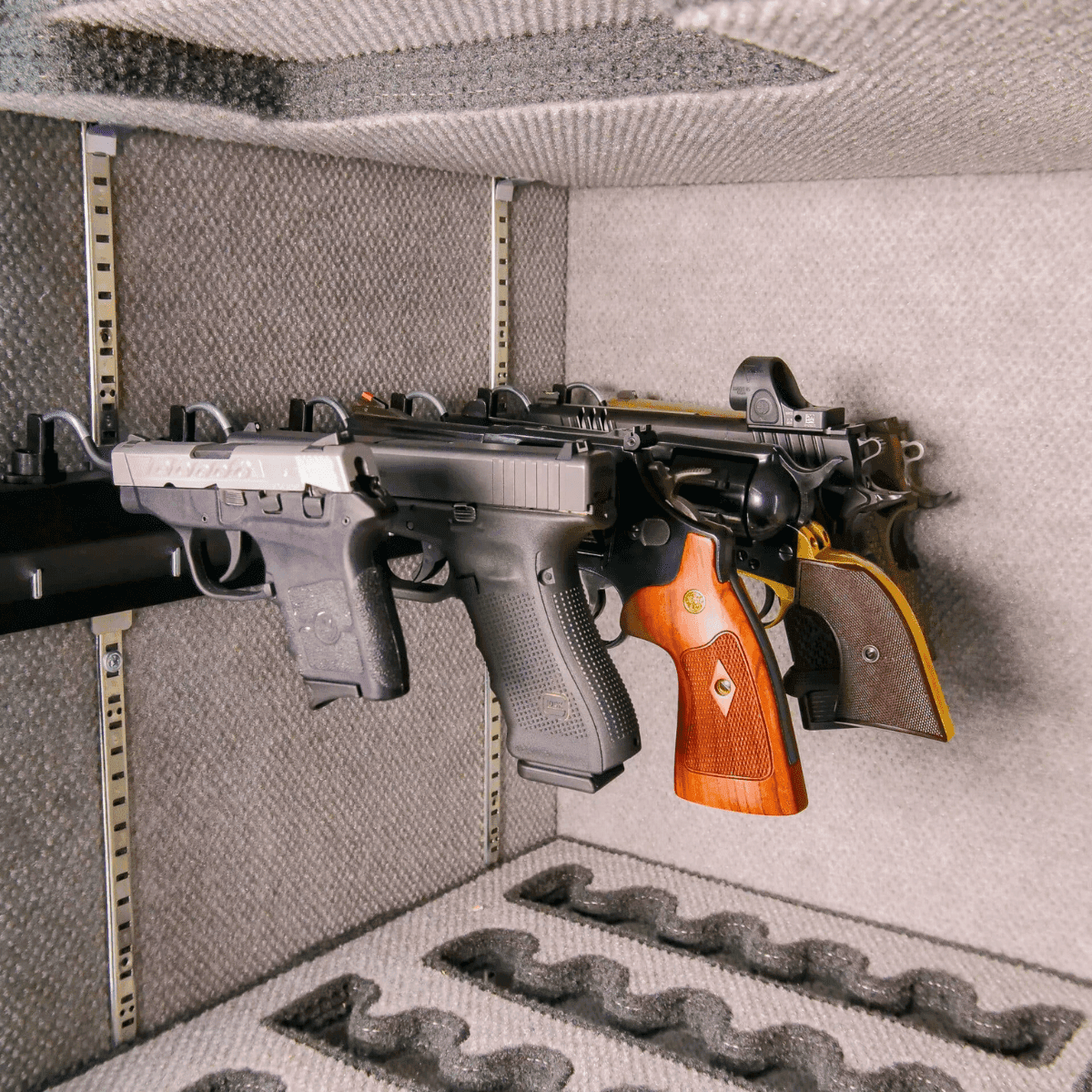 Berry's Gun Safe Pistol Rack, Black Holds 6 Pistols - 65892 Berry's Gun Safe Pistol Rack, Black Holds 6 Pistols - 65892