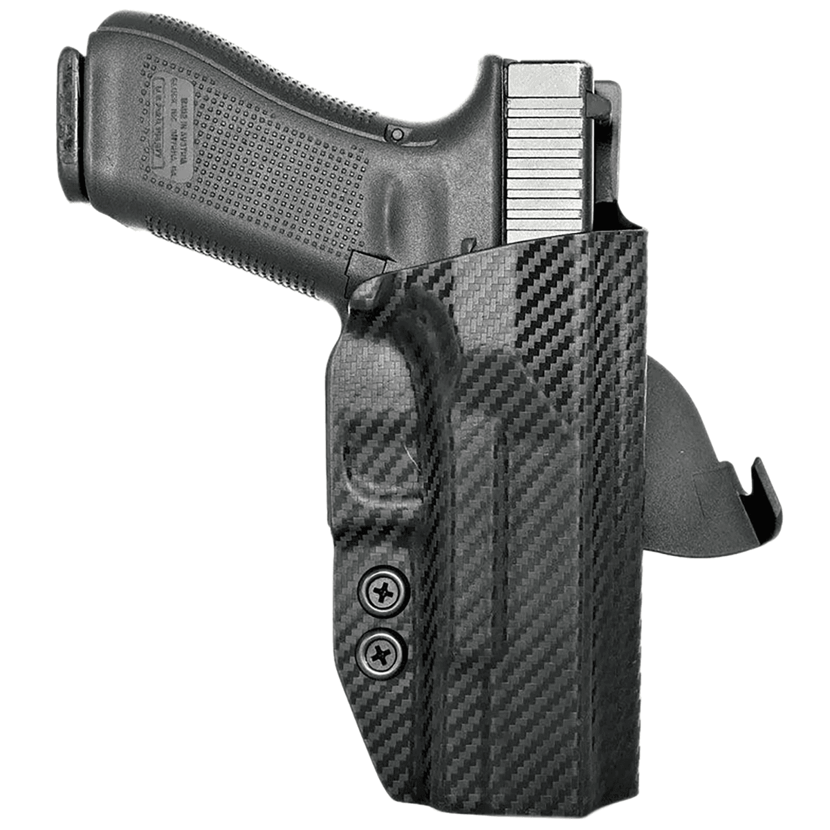 Rounded Gear Paddle Holster, OWB Black Carbon Fiber Kydex Right Hand Fits Glock 17 - GLK172231CFRHOWBPDL Rounded Gear Paddle Holster, OWB Black Carbon Fiber Kydex Right Hand Fits Glock 17 - GLK172231CFRHOWBPDL