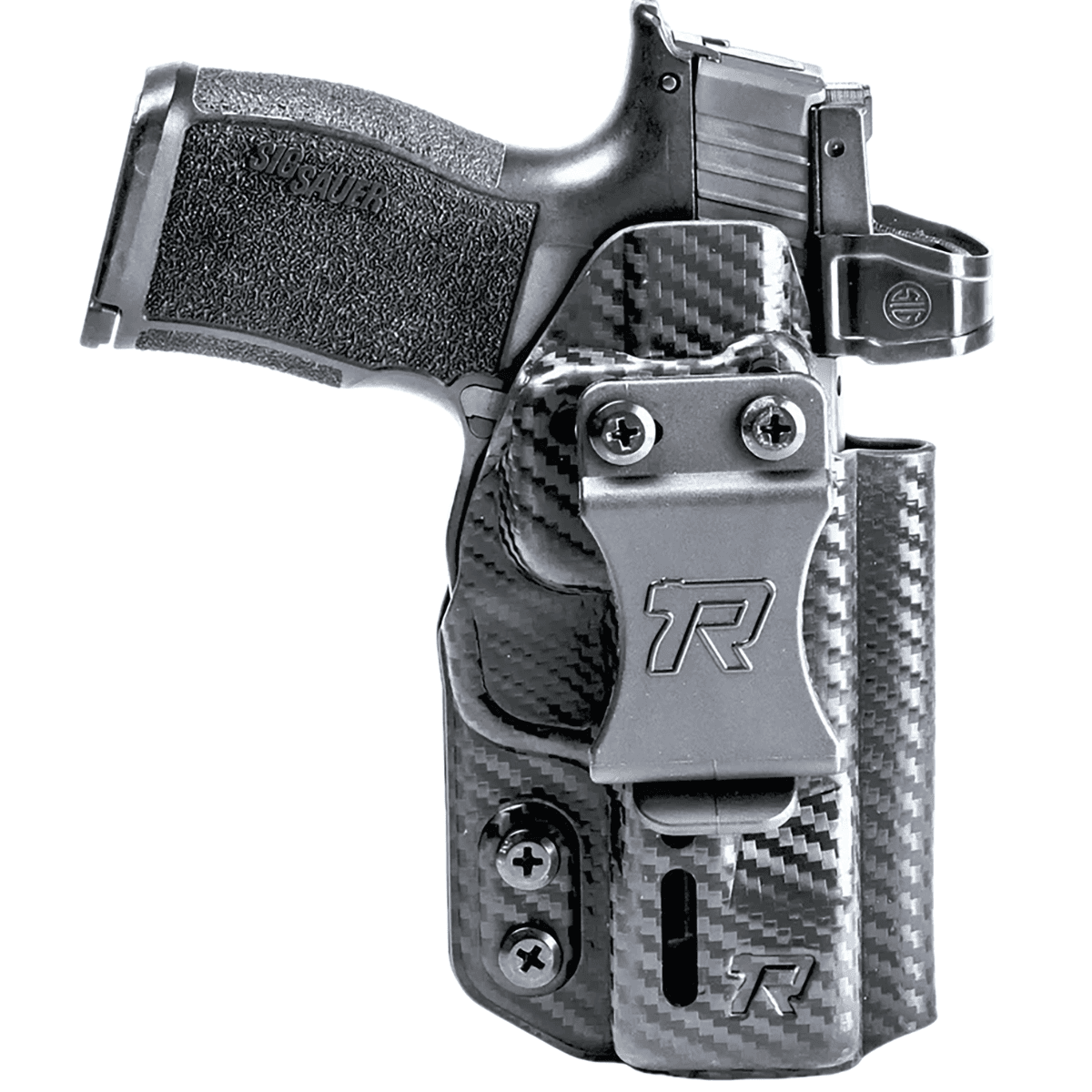 Rounded Gear Druid IWB/OWB Holster, Black Carbon Fiber Kydex Ambidextrous Fits Glock 43/48 - RGDRUIDGLK4348CFAMBI Rounded Gear Druid IWB/OWB Holster, Black Carbon Fiber Kydex Ambidextrous Fits Glock 43/48 - RGDRUIDGLK4348CFAMBI