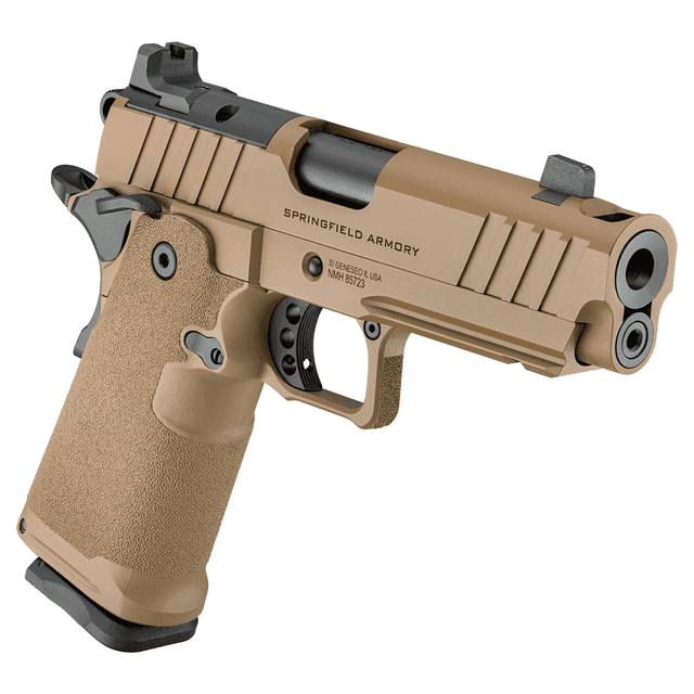 Springfield Armory 1911 DS Prodigy Comp Pistol, 4.25" Black DLC Match Grade Bull Barrel Coyote Brown Cerakote Integrated Compensator/Optic Ready/Serrated Carbon Steel Slide & Frame w/Beavertail 10+1 9mm - PH9117AOSCBLCCOMP Springfield Armory 1911 DS Prodigy Comp Pistol, 4.25" Black DLC Match Grade Bull Barrel Coyote Brown Cerakote Integrated Compensator/Optic Ready/Serrated Carbon Steel Slide & Frame w/Beavertail 10+1 9mm - PH9117AOSCBLCCOMP