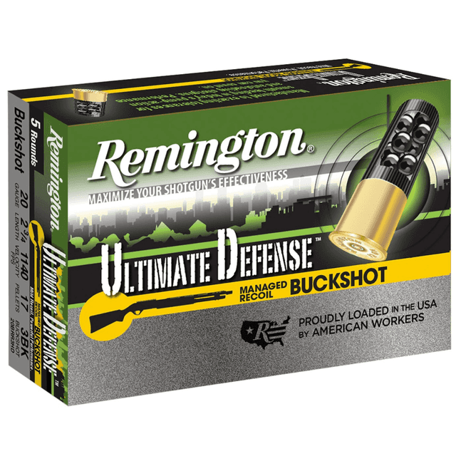 Remington Ammunition Ultimate Defense Buckshot Ammo, 2.75" 3Buck Shot 5 Per Box/20 Case 20 Gauge - 20681 Remington Ammunition Ultimate Defense Buckshot Ammo, 2.75" 3Buck Shot 5 Per Box/20 Case 20 Gauge - 20681