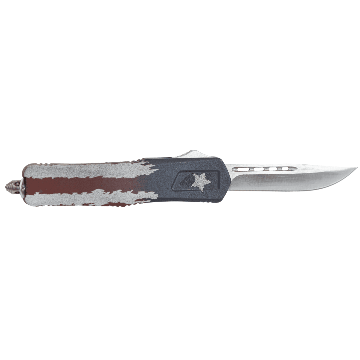 Great Lakes Firearms GLFA Knife, Medium 3.50" OTF Plain Steel Blade American Flag Cerakote Aluminum Handle Includes Pocket Clip - GLKMDSMTFAMF Great Lakes Firearms GLFA Knife, Medium 3.50" OTF Plain Steel Blade American Flag Cerakote Aluminum Handle Includes Pocket Clip - GLKMDSMTFAMF