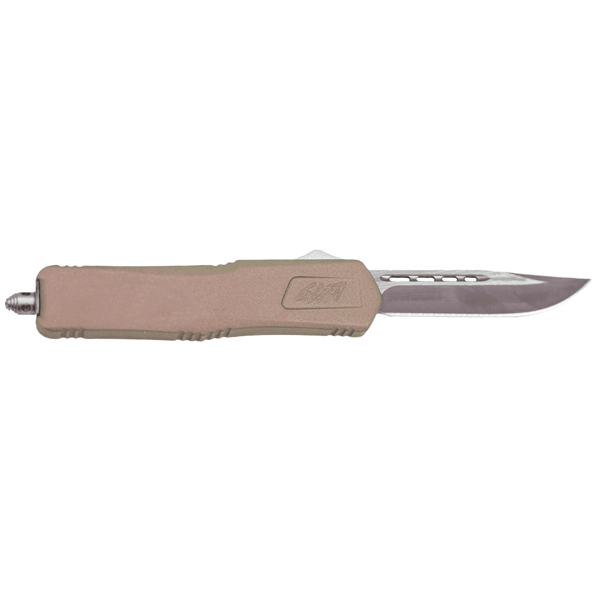 Great Lakes Firearms GLFA Knife, Medium 3.50" OTF Plain Steel Blade Flat Dark Earth Cerakote Aluminum Handle Includes Pocket Clip - GLKMDSMTFDE Great Lakes Firearms GLFA Knife, Medium 3.50" OTF Plain Steel Blade Flat Dark Earth Cerakote Aluminum Handle Includes Pocket Clip - GLKMDSMTFDE