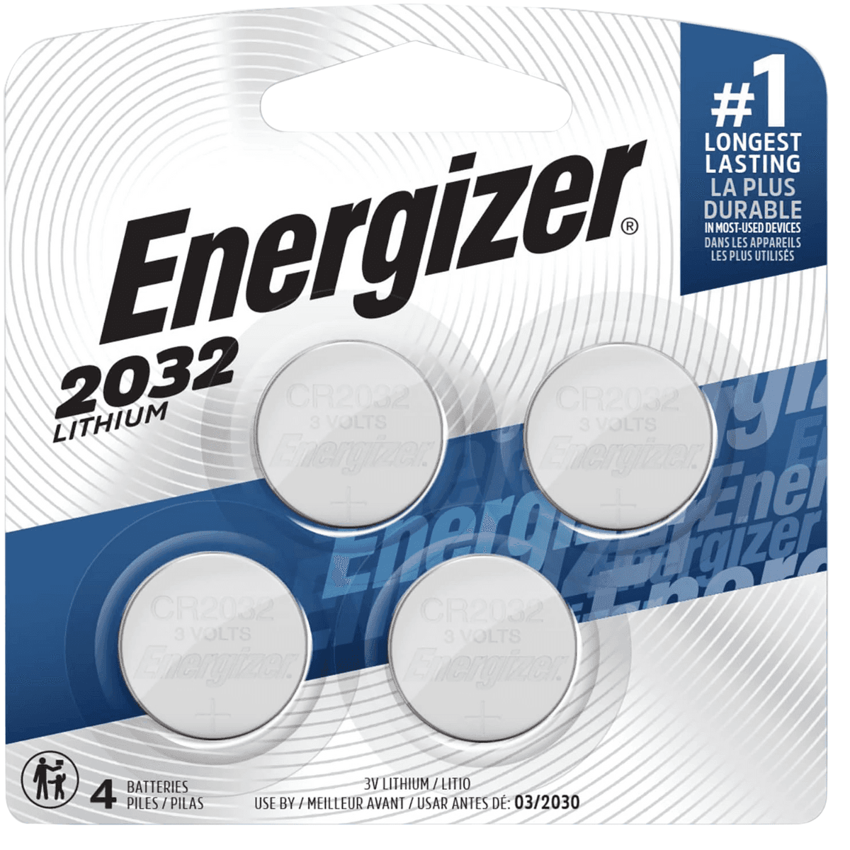 Energizer CR2032 Lithium Battery, Silver 3.0 V 235 mAh Qty (4) Single Pack - 2032BP4C3 Energizer CR2032 Lithium Battery, Silver 3.0 V 235 mAh Qty (4) Single Pack - 2032BP4C3