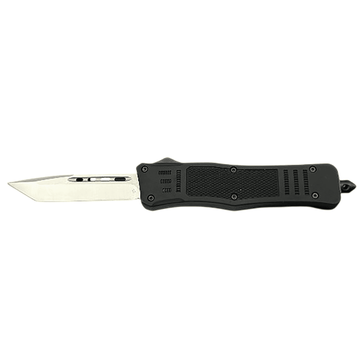 Steel River Knives Spartan Medium OTF Knife, 3.25'' Tanto Stainless Steel Blade Black Aluminum Zinc Alloy Handle - MT618BULT Steel River Knives Spartan Medium OTF Knife, 3.25'' Tanto Stainless Steel Blade Black Aluminum Zinc Alloy Handle - MT618BULT