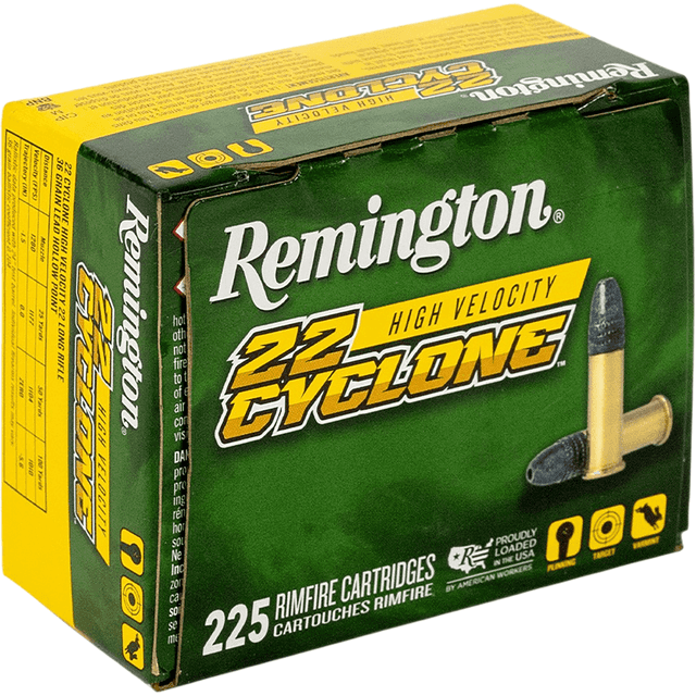 Remington Ammunition Cyclone Cartridge, 36gr Lead Hollow Point 225 Per Box/10 Case 22LR - R21261 Remington Ammunition Cyclone Cartridge, 36gr Lead Hollow Point 225 Per Box/10 Case 22LR - R21261