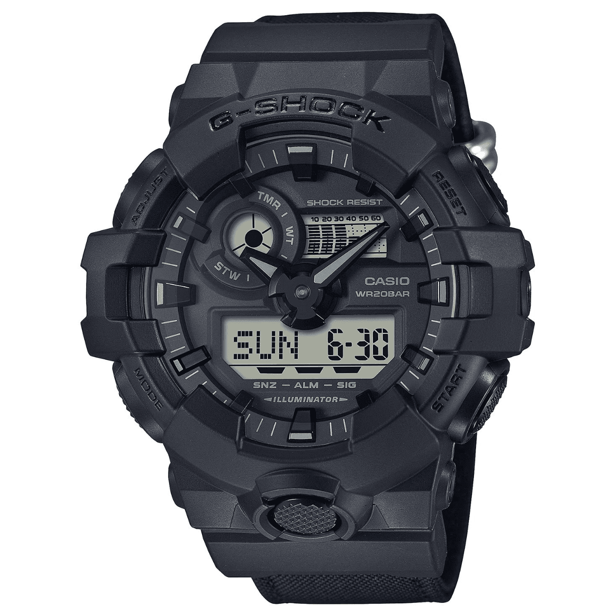 G-Shock Analog-Digital Watch, Black Nylon Band Shock / Water Resistant - GA700BCE1ACR G-Shock Analog-Digital Watch, Black Nylon Band Shock / Water Resistant - GA700BCE1ACR