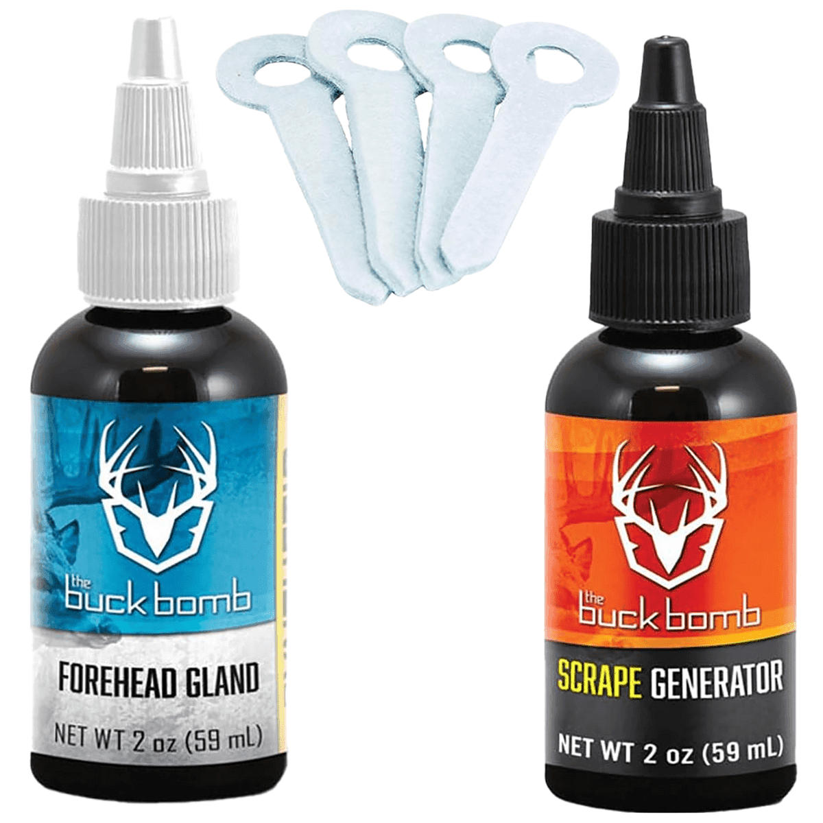 Hunters Specialties Buck Bomb Scrape Kit, 4 oz Bottle Includes 4 Spike Wicks - HS-BB-200040 Hunters Specialties Buck Bomb Scrape Kit, 4 oz Bottle Includes 4 Spike Wicks - HS-BB-200040