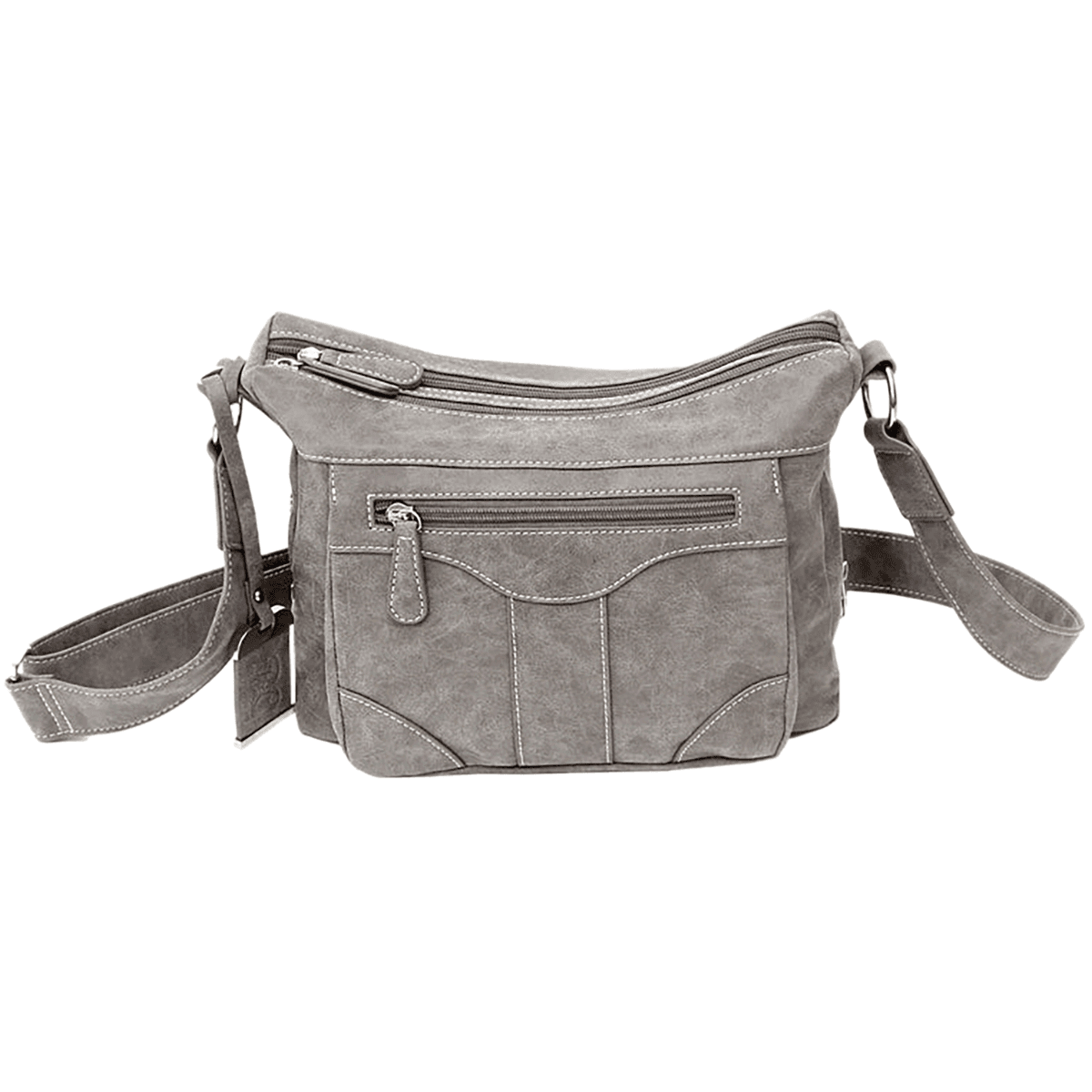 Bulldog Cross Body w/Holster, Gray Suede Zipper Cross Body - BDP083 Bulldog Cross Body w/Holster, Gray Suede Zipper Cross Body - BDP083
