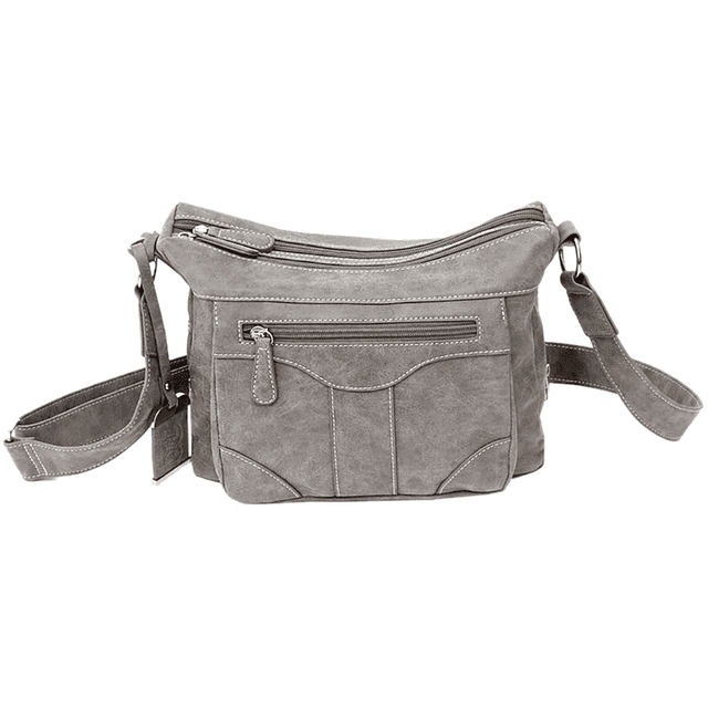 Bulldog Cross Body w/Holster, Gray Suede Zipper Cross Body - BDP083 Bulldog Cross Body w/Holster, Gray Suede Zipper Cross Body - BDP083