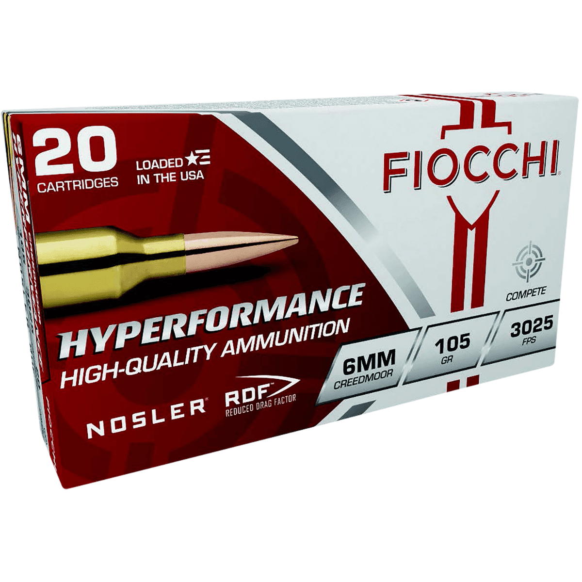 Fiocchi Hyperformance Match Ammo, 105gr Nosler Reduced Drag Factor 20 Per Box/10 Case 6mm Creedmoor - 6CMRD Fiocchi Hyperformance Match Ammo, 105gr Nosler Reduced Drag Factor 20 Per Box/10 Case 6mm Creedmoor - 6CMRD
