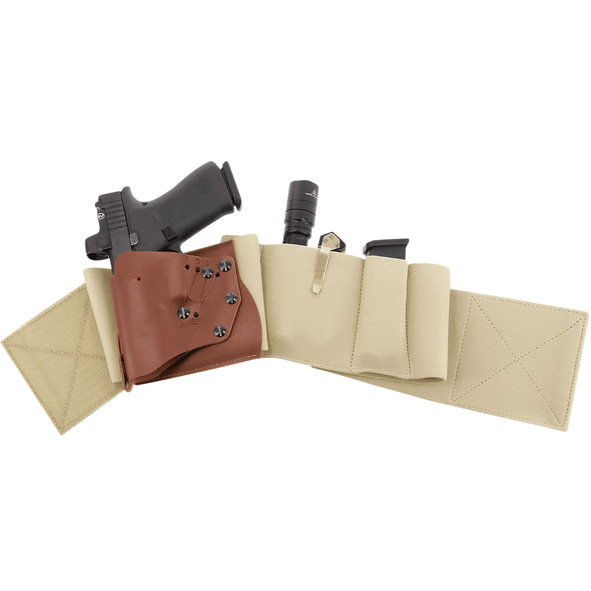 Galco Elite UnderWraps, Khaki Medium Leather/Nylon 4 Compartments - UWERKHMED Galco Elite UnderWraps, Khaki Medium Leather/Nylon 4 Compartments - UWERKHMED