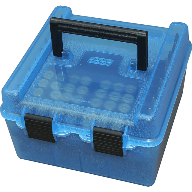 MTM Case-Gard Deluxe Ammo Box, Blue Polypropylene 100rd - R100MAG24 MTM Case-Gard Deluxe Ammo Box, Blue Polypropylene 100rd - R100MAG24