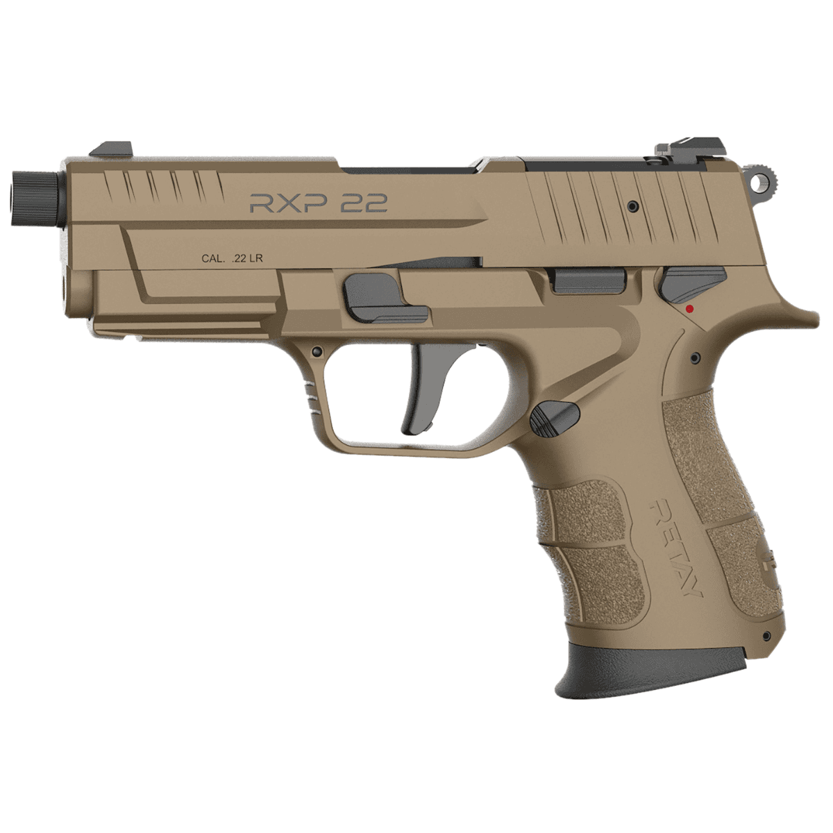 Retay USA RXP Rimfire Pistol, 4" Black Threaded Barrel Flat Dark Earth Cerakote RMR/RMSc Optic Ready/Serrated Slide Flat Dark Earth Cerakote Polymer Frame w/Accessory Rail Textured Grip 13+1rd 22 LR - RXP22FDE13TH Retay USA RXP Rimfire Pistol, 4" Black Threaded Barrel Flat Dark Earth Cerakote RMR/RMSc Optic Ready/Serrated Slide Flat Dark Earth Cerakote Polymer Frame w/Accessory Rail Textured Grip 13+1rd 22 LR - RXP22FDE13TH