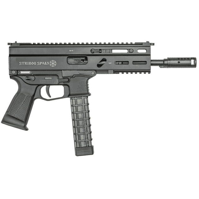 Grand Power Stribog SP9A3 Enhanced Tactical Pistol, 16" Black Threaded Barrel M-LOK Handguard Black Aluminum Picatinny Rail Receiver Black Polymer Side Folding w/Adj Cheekrest Black Polymer Grip Muzzle Brake 30+1rd 9mm Luger - 810091158005 Grand Power Stribog SP9A3 Enhanced Tactical Pistol, 16" Black Threaded Barrel M-LOK Handguard Black Aluminum Picatinny Rail Receiver Black Polymer Side Folding w/Adj Cheekrest Black Polymer Grip Muzzle Brake 30+1rd 9mm Luger - 810091158005