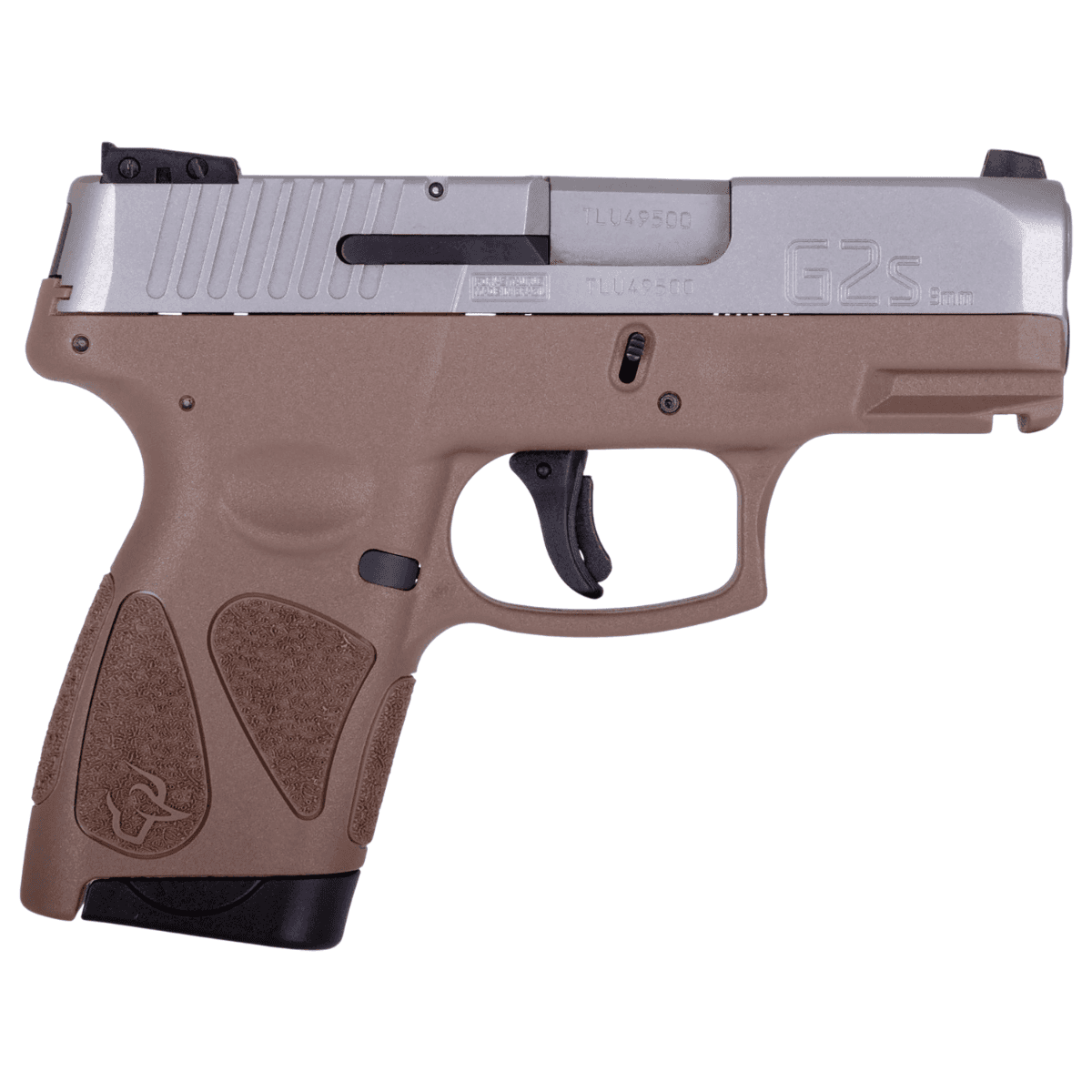Taurus G2S Pistol, 3.26" Matte Stainless Steel Barrel Black Stainless Steel Serrated Slide Brown Polymer Frame w/Accessory Rail Black Polymer Grip Compact Frame 7+1rd 9mm Luger - 1-G2S939B Taurus G2S Pistol, 3.26" Matte Stainless Steel Barrel Black Stainless Steel Serrated Slide Brown Polymer Frame w/Accessory Rail Black Polymer Grip Compact Frame 7+1rd 9mm Luger - 1-G2S939B