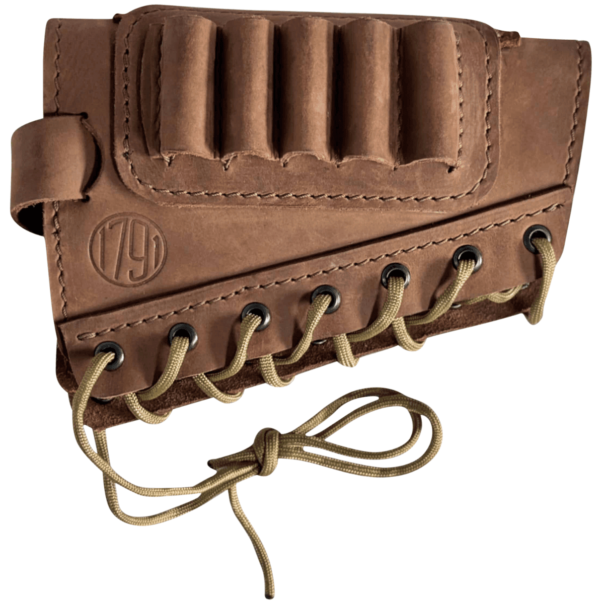 1791 Gunleather Hunt Butt Cuff Ammo Holder, Brown Steerhide Leather "Creep Stop" Strap 5 Shotshells 30-06 Springfield - HNTBALRBRWR 1791 Gunleather Hunt Butt Cuff Ammo Holder, Brown Steerhide Leather "Creep Stop" Strap 5 Shotshells 30-06 Springfield - HNTBALRBRWR