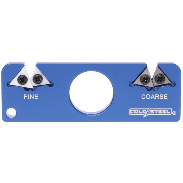 Cold Steel Dual Edge Pocket Knife Sharpener, Blue Aluminum Carbide/Ceramic Sharpener Coarse/Fine Blue - CSKS21CC Cold Steel Dual Edge Pocket Knife Sharpener, Blue Aluminum Carbide/Ceramic Sharpener Coarse/Fine Blue - CSKS21CC
