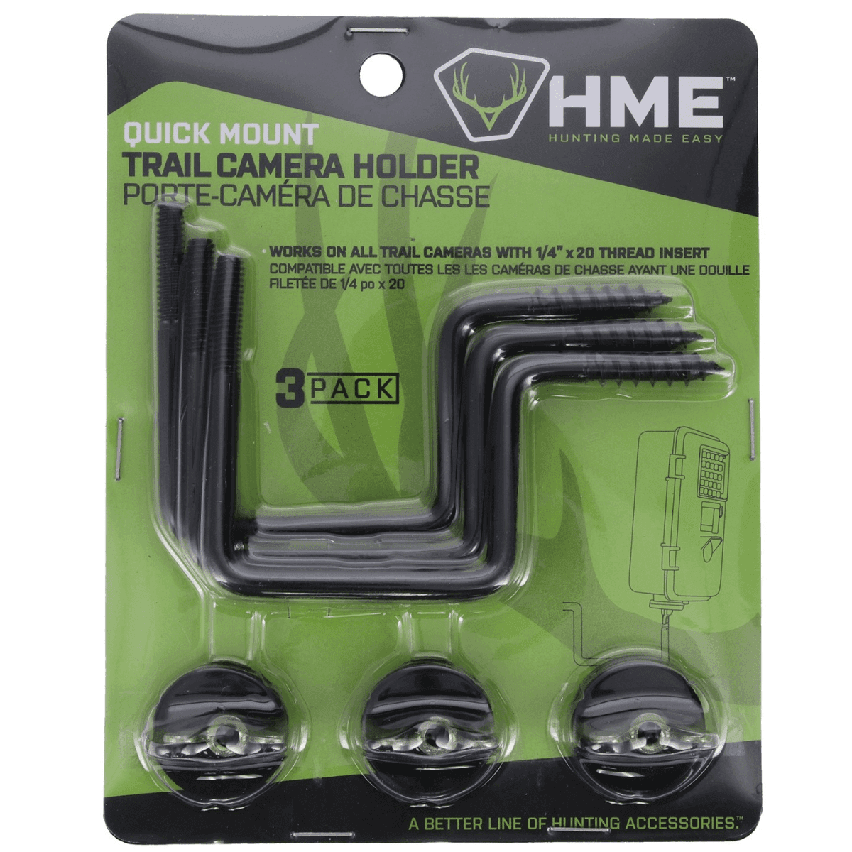 HME Camera Mount Quick Mount - 3 pack, Black Compatible w/ 1 / 4x20 Insert On The Bottom - QMCH-3 HME Camera Mount Quick Mount - 3 pack, Black Compatible w/ 1 / 4x20 Insert On The Bottom - QMCH-3