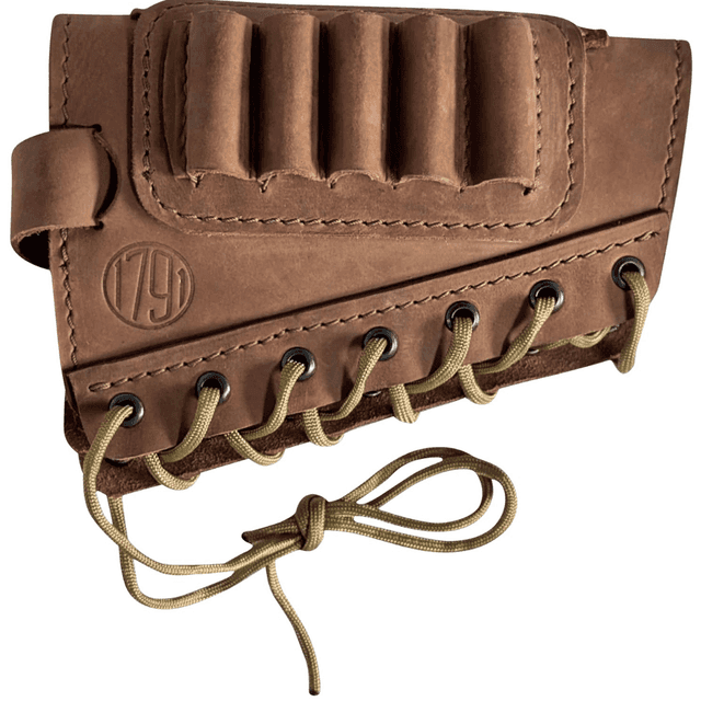 1791 Gunleather Hunt Butt Cuff Ammo Holder, Brown Steerhide Leather Capacity 5 Shells "Creep Stop" Strap Mount - HNTBAMRBRWR 1791 Gunleather Hunt Butt Cuff Ammo Holder, Brown Steerhide Leather Capacity 5 Shells "Creep Stop" Strap Mount - HNTBAMRBRWR