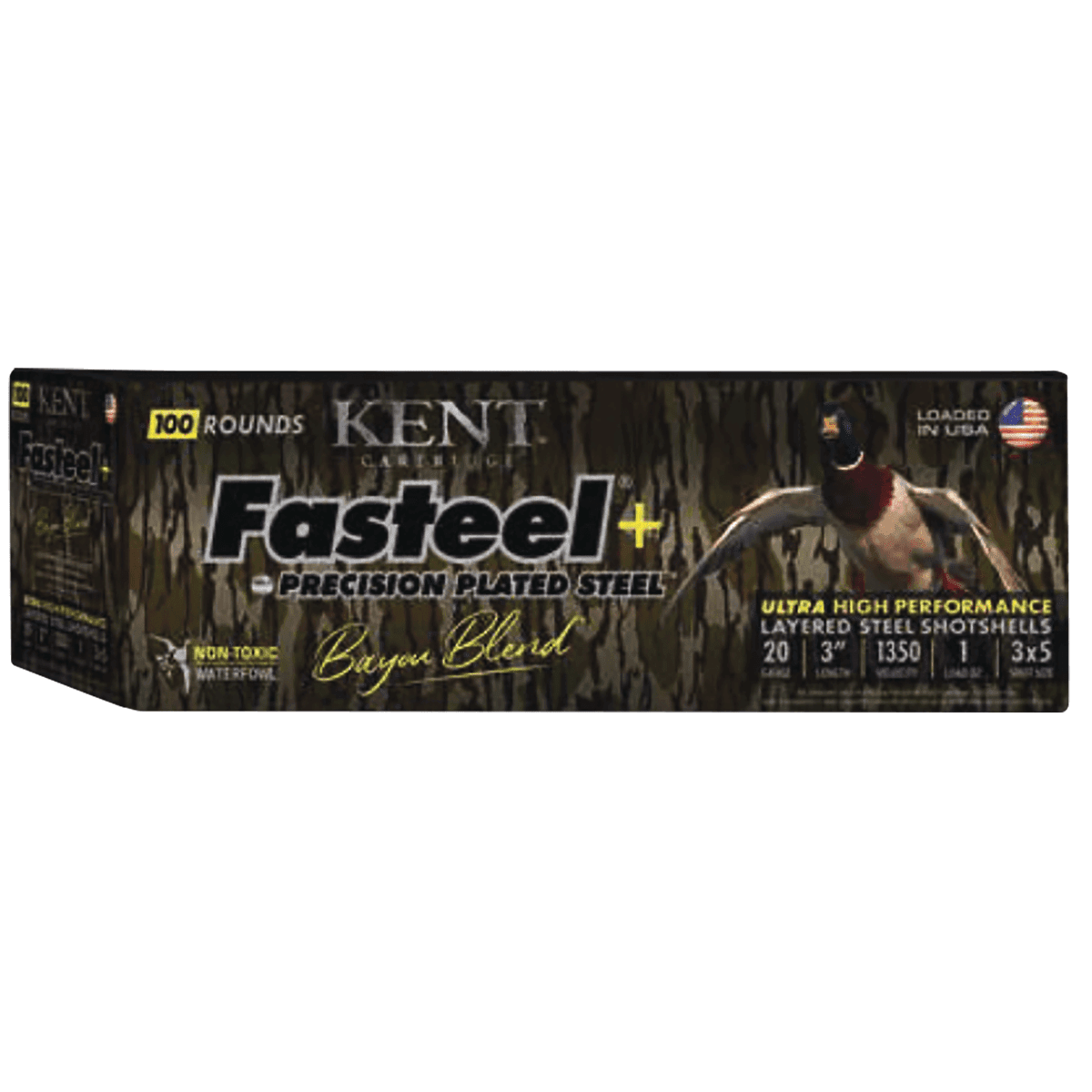 Kent Cartridge CC203FSP283X5 Fasteel + Precision Steel Sports South Exclusive Bayou Blend 20 Gauge 3" 1oz 3x5 Shot 100Per Box/2 Case *Case Only Kent Cartridge CC203FSP283X5 Fasteel + Precision Steel Sports South Exclusive Bayou Blend 20 Gauge 3" 1oz 3x5 Shot 100Per Box/2 Case *Case Only