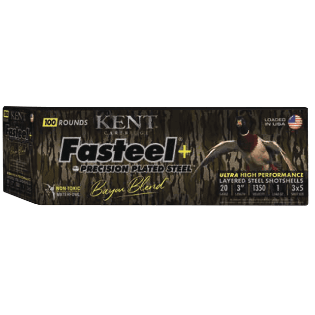 Kent Cartridge CC203FSP283X5 Fasteel + Precision Steel Sports South Exclusive Bayou Blend 20 Gauge 3" 1oz 3x5 Shot 100Per Box/2 Case *Case Only Kent Cartridge CC203FSP283X5 Fasteel + Precision Steel Sports South Exclusive Bayou Blend 20 Gauge 3" 1oz 3x5 Shot 100Per Box/2 Case *Case Only