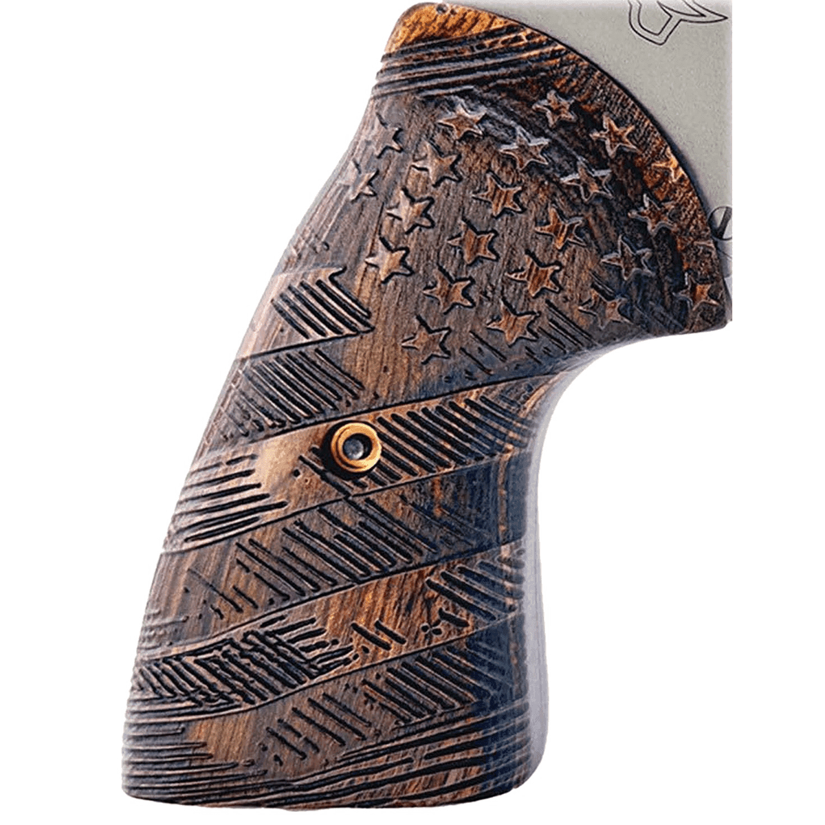 Taurus 856 Revolver, 2" Matte Stainless Steel Barrel & Frame Polished Cylinder Custom Designed Wood Grip w/Stars Transfer Bar Safety Exposed Hammer Small 6 Shot 38 Special +P - 2-85629-US2 Taurus 856 Revolver, 2" Matte Stainless Steel Barrel & Frame Polished Cylinder Custom Designed Wood Grip w/Stars Transfer Bar Safety Exposed Hammer Small 6 Shot 38 Special +P - 2-85629-US2