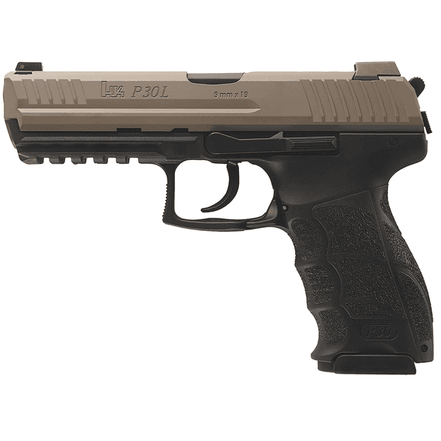 HK P30L V3 Pistol, 4.45" Black Polygonal Rifled Barrel Flat Dark Earth Cerakote Long/Serrated Steel Slide Flat Dark Earth Polymer Frame w/Picatinny Rail Interchangeable Backstrap Grip Ambidextrous 15+1rd 9mm Luger - 81001199 HK P30L V3 Pistol, 4.45" Black Polygonal Rifled Barrel Flat Dark Earth Cerakote Long/Serrated Steel Slide Flat Dark Earth Polymer Frame w/Picatinny Rail Interchangeable Backstrap Grip Ambidextrous 15+1rd 9mm Luger - 81001199
