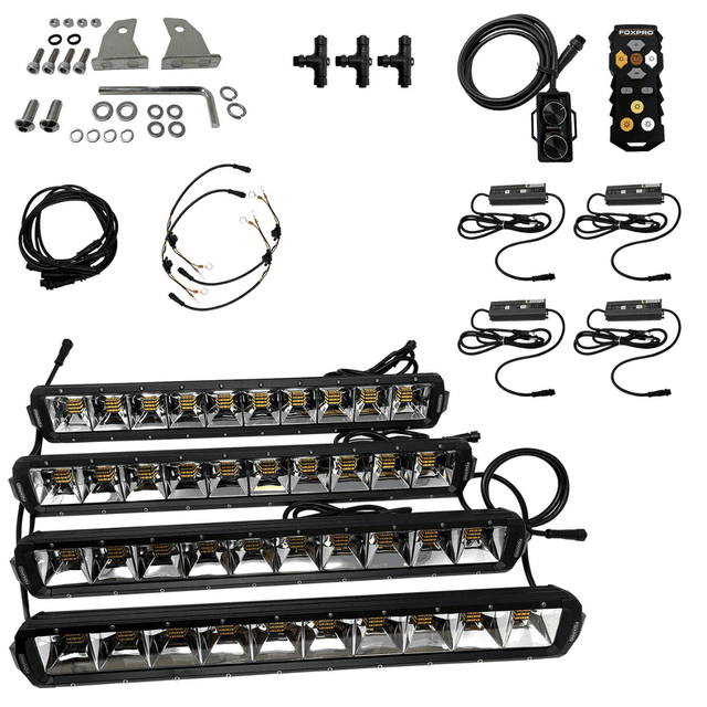 Foxpro Mud Cutter Light Kit, Black Aluminum 2810/3380/4408 Lumens White/Amber/Mixed LED Waterproof - MUDCT4KIT Foxpro Mud Cutter Light Kit, Black Aluminum 2810/3380/4408 Lumens White/Amber/Mixed LED Waterproof - MUDCT4KIT