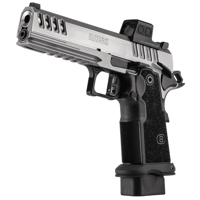 Bersa M2XI Pistol, 5" Stainless Match Grade Bull Barrel Brushed Stainless Lightening Cut/Optic Cut/Serrated Steel Slide & Brushed Stainless Stainless Steel Frame w/Beavertail & Picatinny Rail Black Polymer Grip 22+1rd 9mm - M2XIO5SSFN Bersa M2XI Pistol, 5" Stainless Match Grade Bull Barrel Brushed Stainless Lightening Cut/Optic Cut/Serrated Steel Slide & Brushed Stainless Stainless Steel Frame w/Beavertail & Picatinny Rail Black Polymer Grip 22+1rd 9mm - M2XIO5SSFN