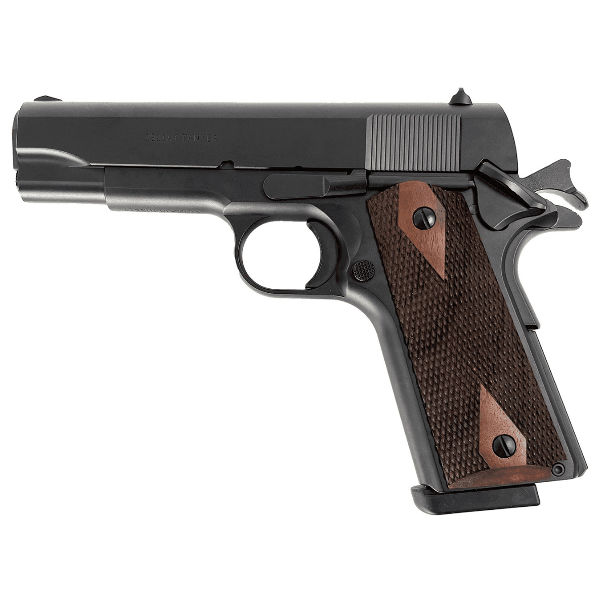 Tisas 1911 A1 Tanker Pistol, 4.25" Hard Chromium Coated Steel Barrel Manganese Phosphate Coated Serrated Steel Slide Matte Black Steel Frame w/Beavertail Wood Grips Sports South Exclusive 8+1rd 45 ACP - 10100140 Tisas 1911 A1 Tanker Pistol, 4.25" Hard Chromium Coated Steel Barrel Manganese Phosphate Coated Serrated Steel Slide Matte Black Steel Frame w/Beavertail Wood Grips Sports South Exclusive 8+1rd 45 ACP - 10100140
