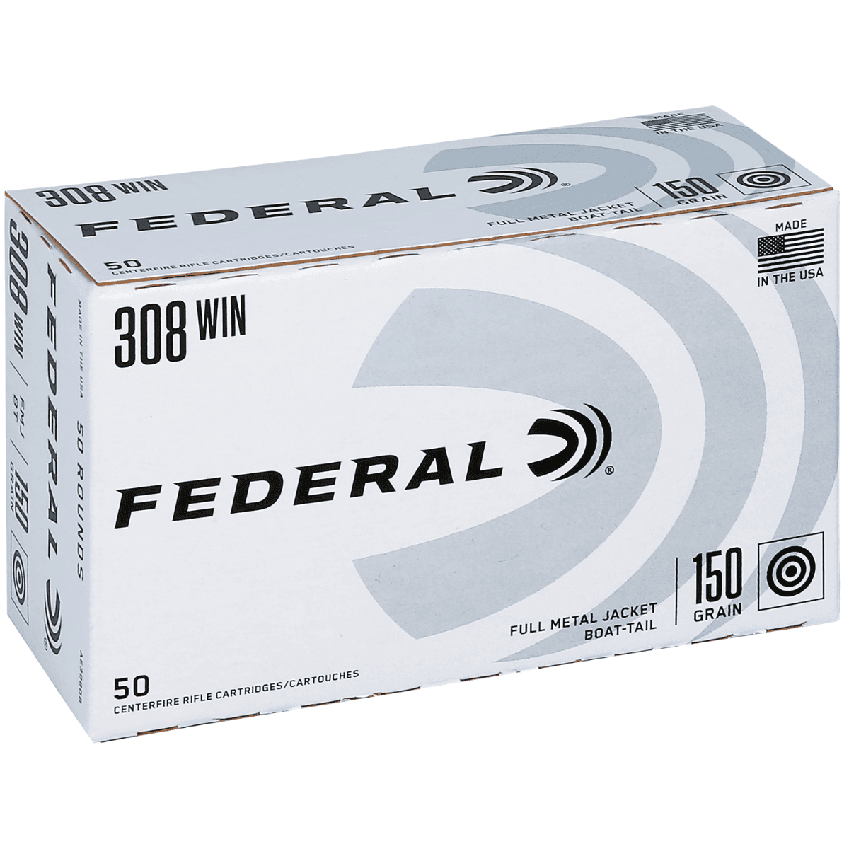 Federal American Eagle Ammo, 150gr Full Metal Jacket 50 Per Box/5 Case 308Win - AE308DB Federal American Eagle Ammo, 150gr Full Metal Jacket 50 Per Box/5 Case 308Win - AE308DB