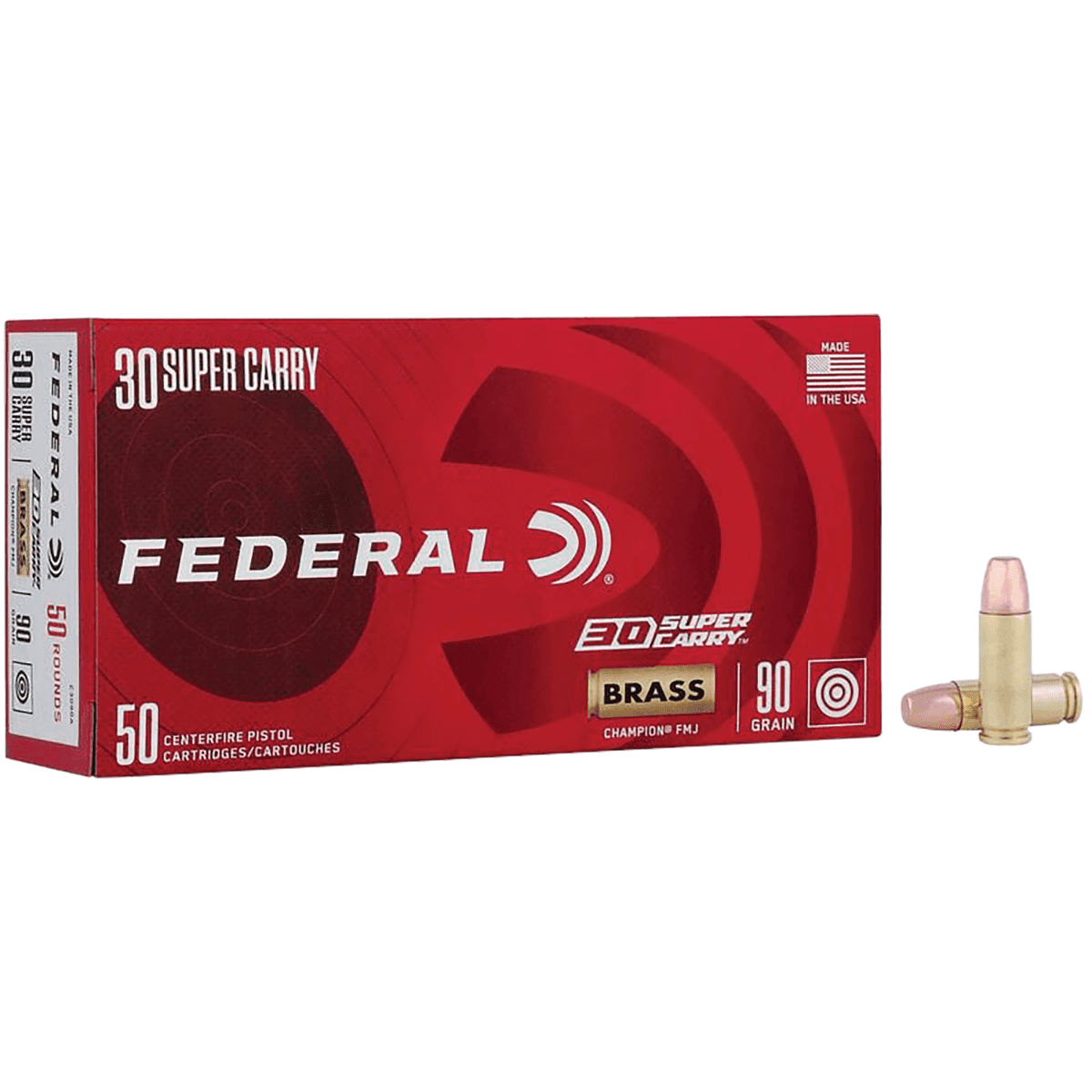 Federal Champion Training Ammo, 90gr Full Metal Jacket 50 Per Box/20 Case 30SuperCarry - C3090A Federal Champion Training Ammo, 90gr Full Metal Jacket 50 Per Box/20 Case 30SuperCarry - C3090A