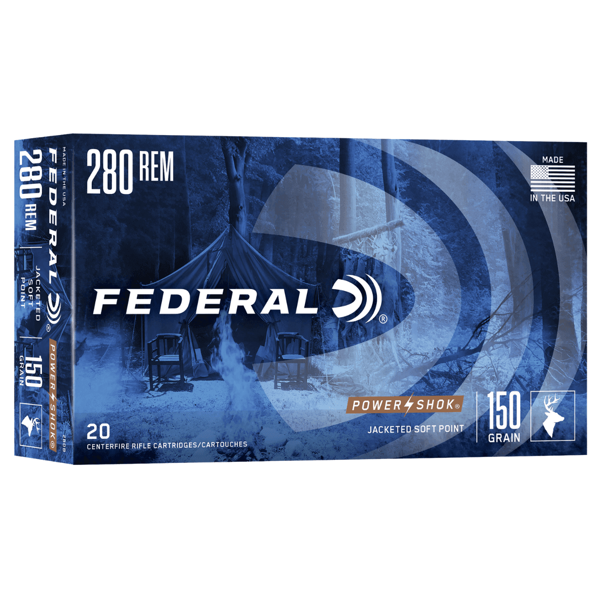 Federal Power-Shok Ammo, 150gr Soft Point 20 Per Box/10 Case 280Rem - 280B Federal Power-Shok Ammo, 150gr Soft Point 20 Per Box/10 Case 280Rem - 280B