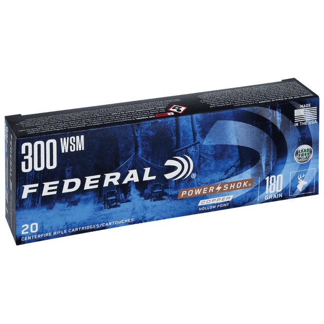 Federal Power-Shok Ammo, 180gr Copper Hollow Point 20 Per Box/10 Case 300WSM - 300WSM180LFA Federal Power-Shok Ammo, 180gr Copper Hollow Point 20 Per Box/10 Case 300WSM - 300WSM180LFA