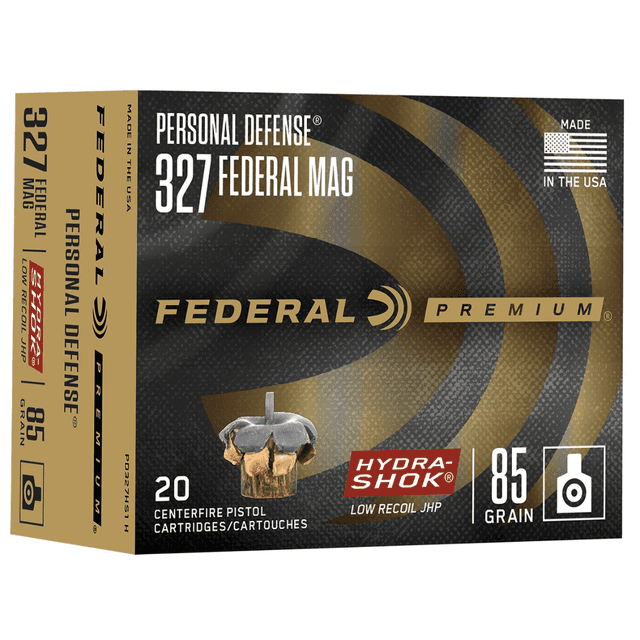 Federal Hydra-Shok Ammo, 85gr Jacketed Hollow Point 20 Per Box/10 Case 327Federal Mag - PD327HS1H Federal Hydra-Shok Ammo, 85gr Jacketed Hollow Point 20 Per Box/10 Case 327Federal Mag - PD327HS1H