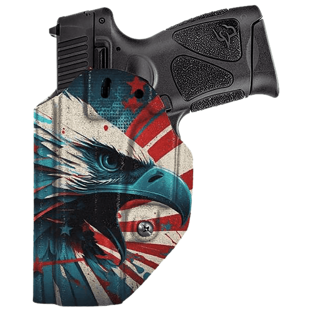 Taurus G3C Pistol, 3.26" Matte Stainless Steel Barrel Matte Black Tenifer Serrated Alloy Steel Slide Black Polymer Frame w/Accessory Rail Textured Grip Mission Fist Tactical Holster w/US Flag & Eagle Compact Frame 10+1rd 9mm Luger - 1-G3C931-10CK12 Taurus G3C Pistol, 3.26" Matte Stainless Steel Barrel Matte Black Tenifer Serrated Alloy Steel Slide Black Polymer Frame w/Accessory Rail Textured Grip Mission Fist Tactical Holster w/US Flag & Eagle Compact Frame 10+1rd 9mm Luger - 1-G3C931-10CK12